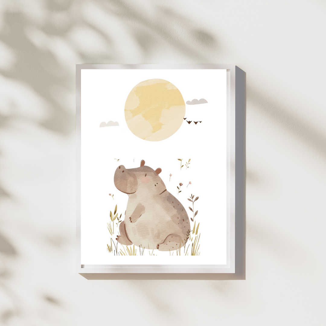 Nijlpaard in de zon - Safari Poster Collectie