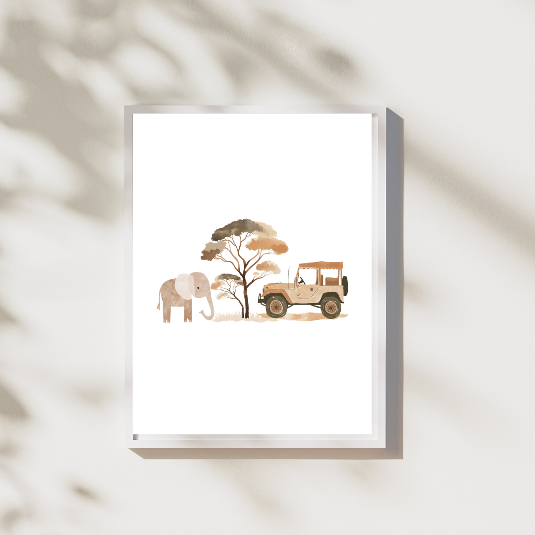 Olifant Boom Jeep - Safari Poster Collectie
