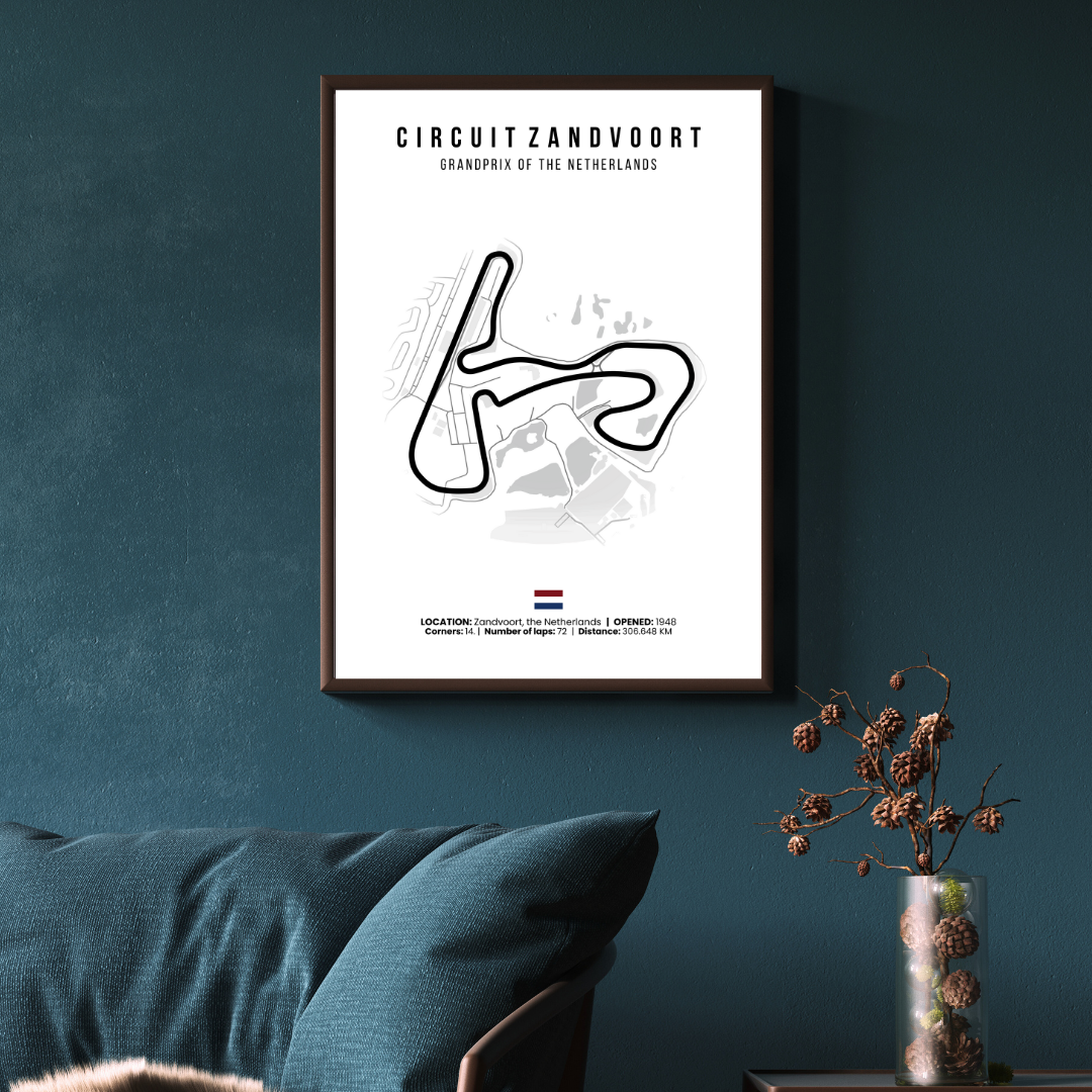 Circuit van Zandvoort Poster - Historische Grand Prix Kaart