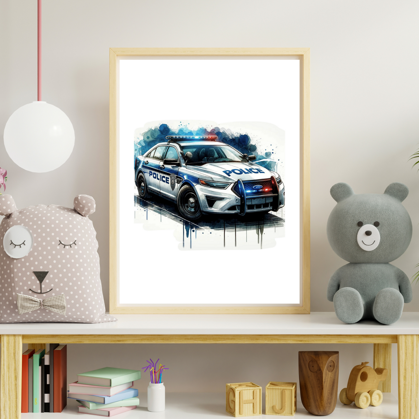 Kinderkamer Posters Drieluik - Politieauto, Brandweerwagen & Ambulance
