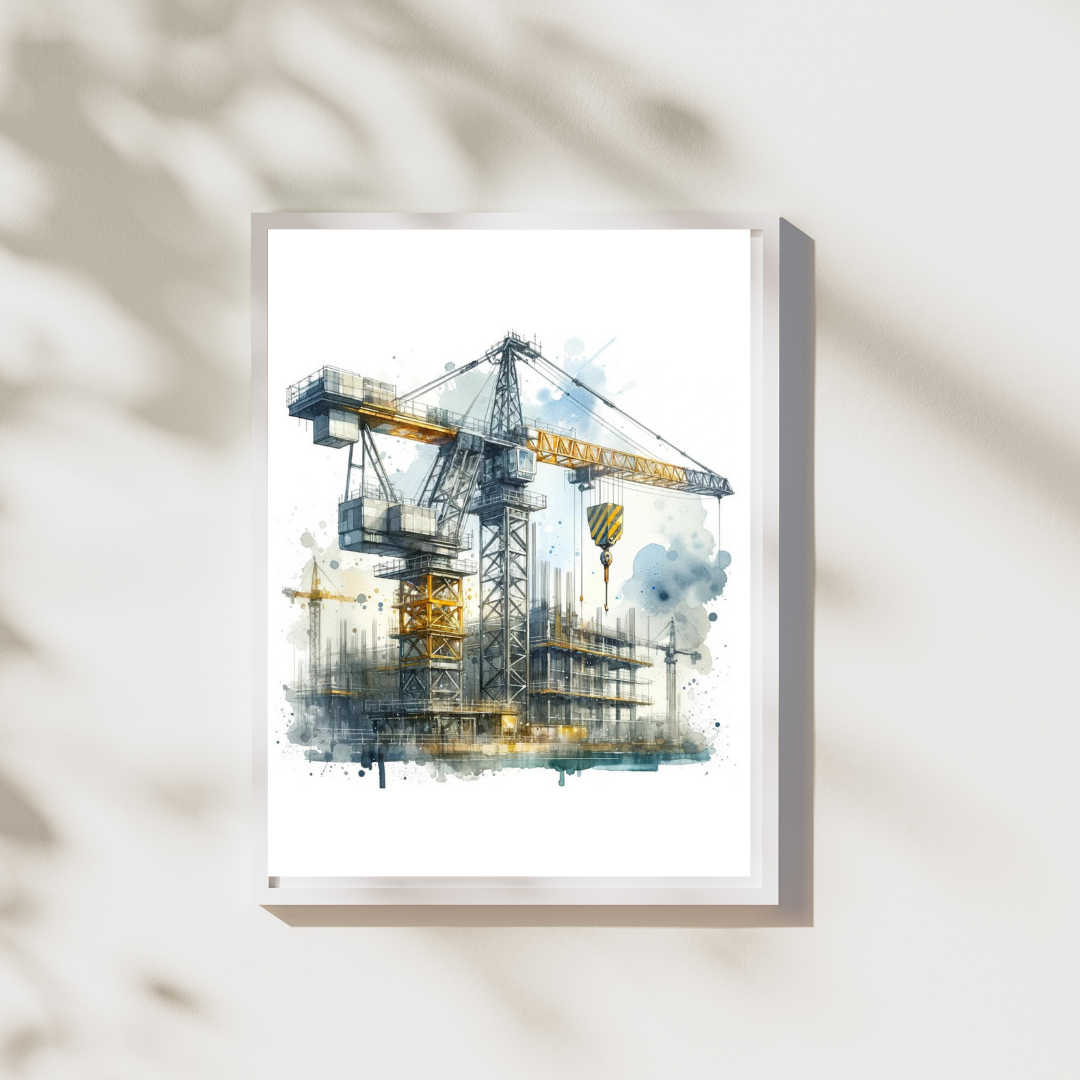 Hijskraan - Bouwplaats Drieluik Posters