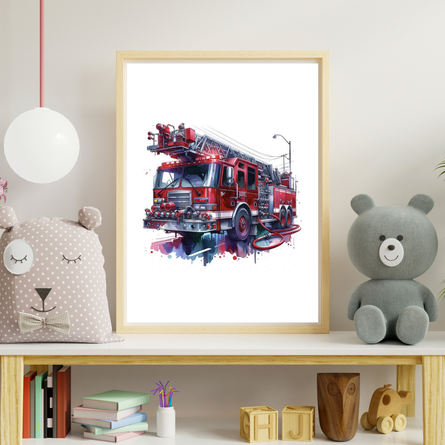 Kinderkamer Posters Drieluik - Politieauto, Brandweerwagen & Ambulance