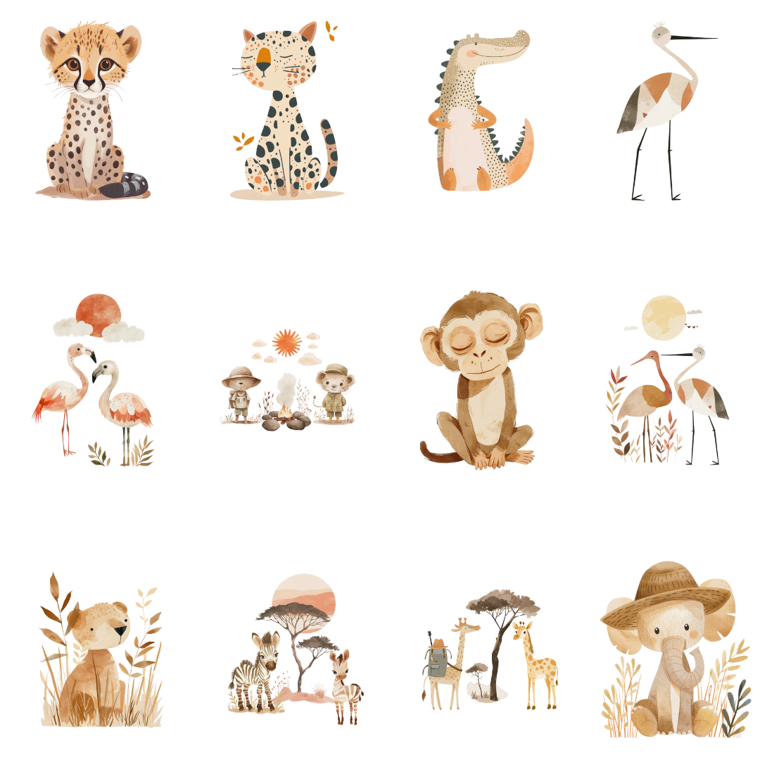 Safari Poster Collectie - Avontuur In De Kinderkamer