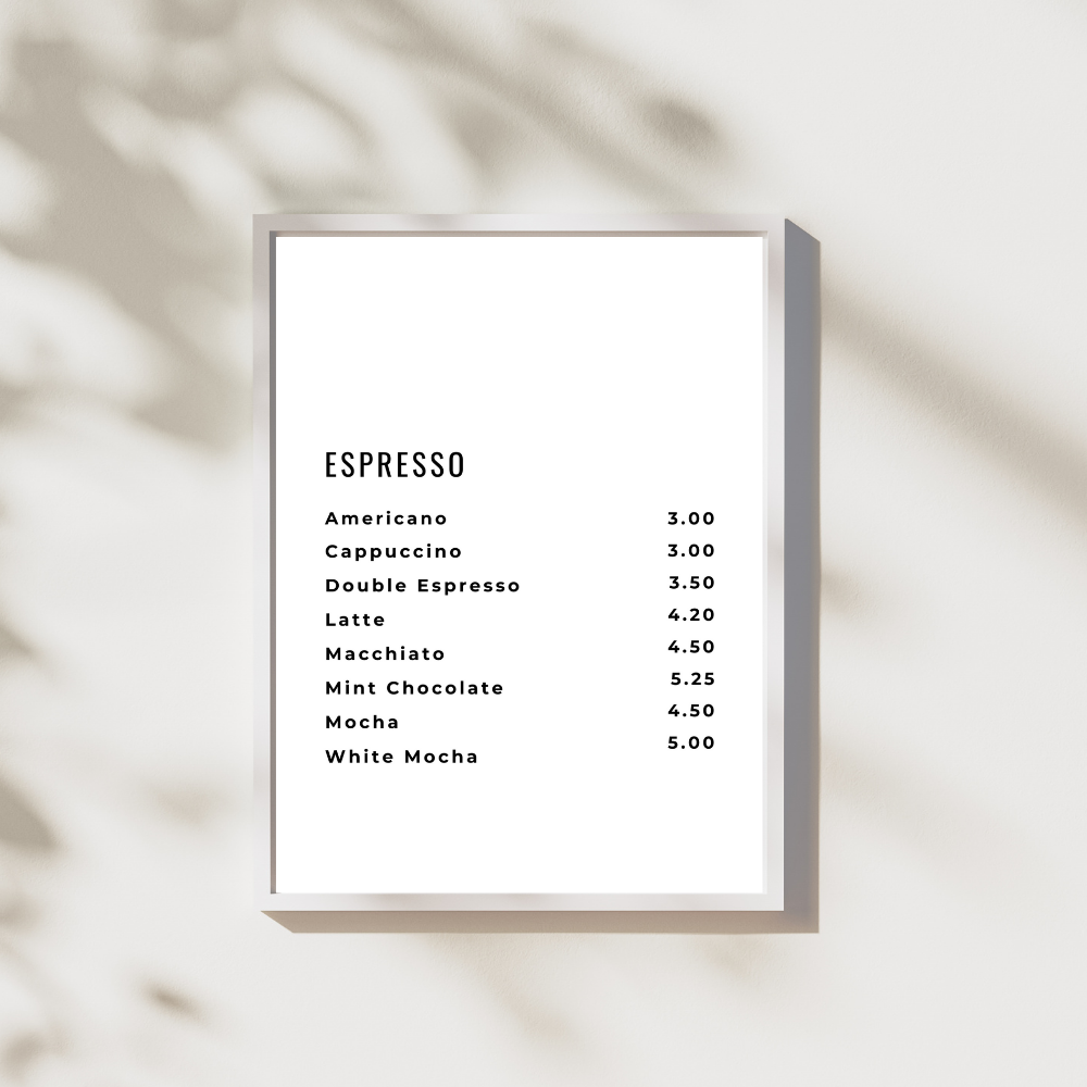 Coffee menu - Leuk voor in huis collectie