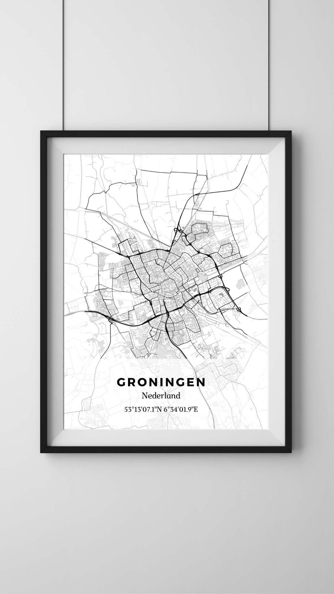 Zwarte-Witte Nederlandse Stadsposter