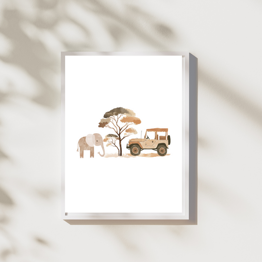 Olifant Boom Jeep - Safari Poster Collectie