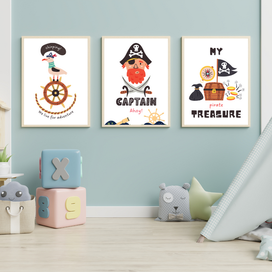 Piraten Thema Posters voor Kinderkamer - Unieke Collectie van 6