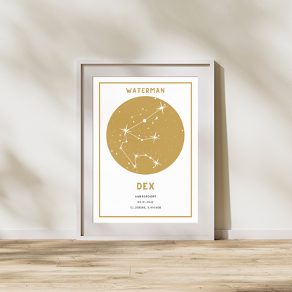 Unieke Geboorte Poster met Zodiac - Een Hemelse Herinnering